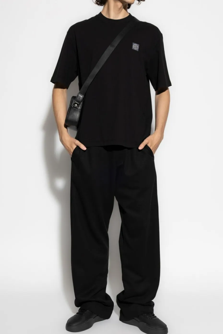Stone Island CZARNY T-shirt z logo