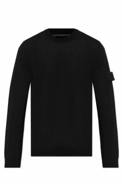 Stone Island CZARNY Wełniane polo kapsuła `Ghost`