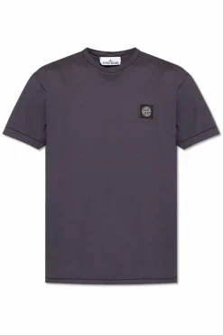 Stone Island FIOLETOWY T-shirt z logo
