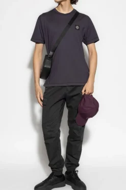 Stone Island FIOLETOWY T-shirt z logo