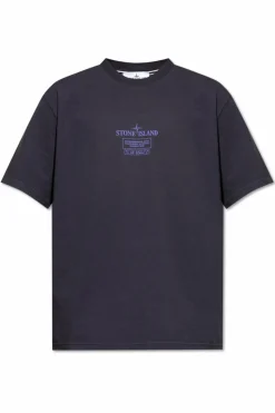 Stone Island FIOLETOWY T-shirt z logo