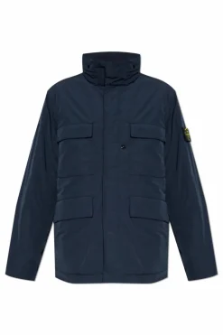 Stone Island GRANATOWY Kurtka ocieplana `Micro Twill`