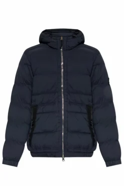 Stone Island GRANATOWY Kurtka puchowa z logo