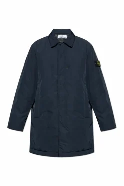 Stone Island GRANATOWY Płaszcz `Micro Twill`