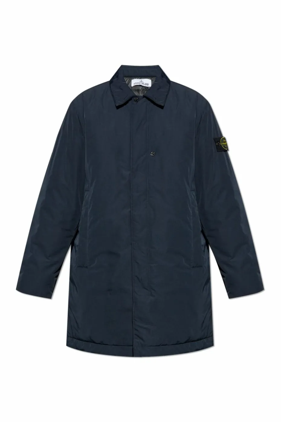Stone Island GRANATOWY Płaszcz `Micro Twill`