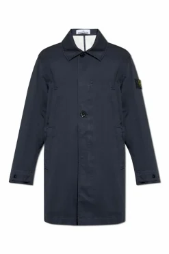 Stone Island GRANATOWY Płaszcz z logo