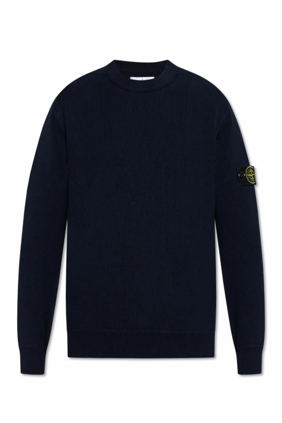 Stone Island GRANATOWY Prążkowany sweter