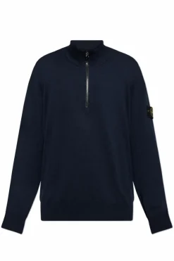 Stone Island GRANATOWY Sweter z logo