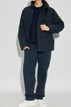 Stone Island GRANATOWY Sweter z logo