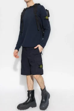 Stone Island GRANATOWY Sweter z logo