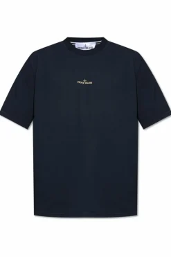 Stone Island GRANATOWY T-shirt z logo