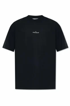 Stone Island GRANATOWY T-shirt z logo