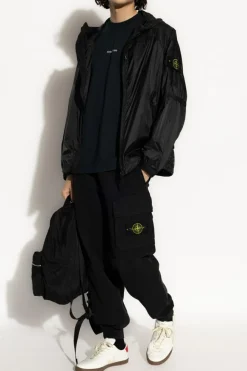 Stone Island GRANATOWY T-shirt z logo