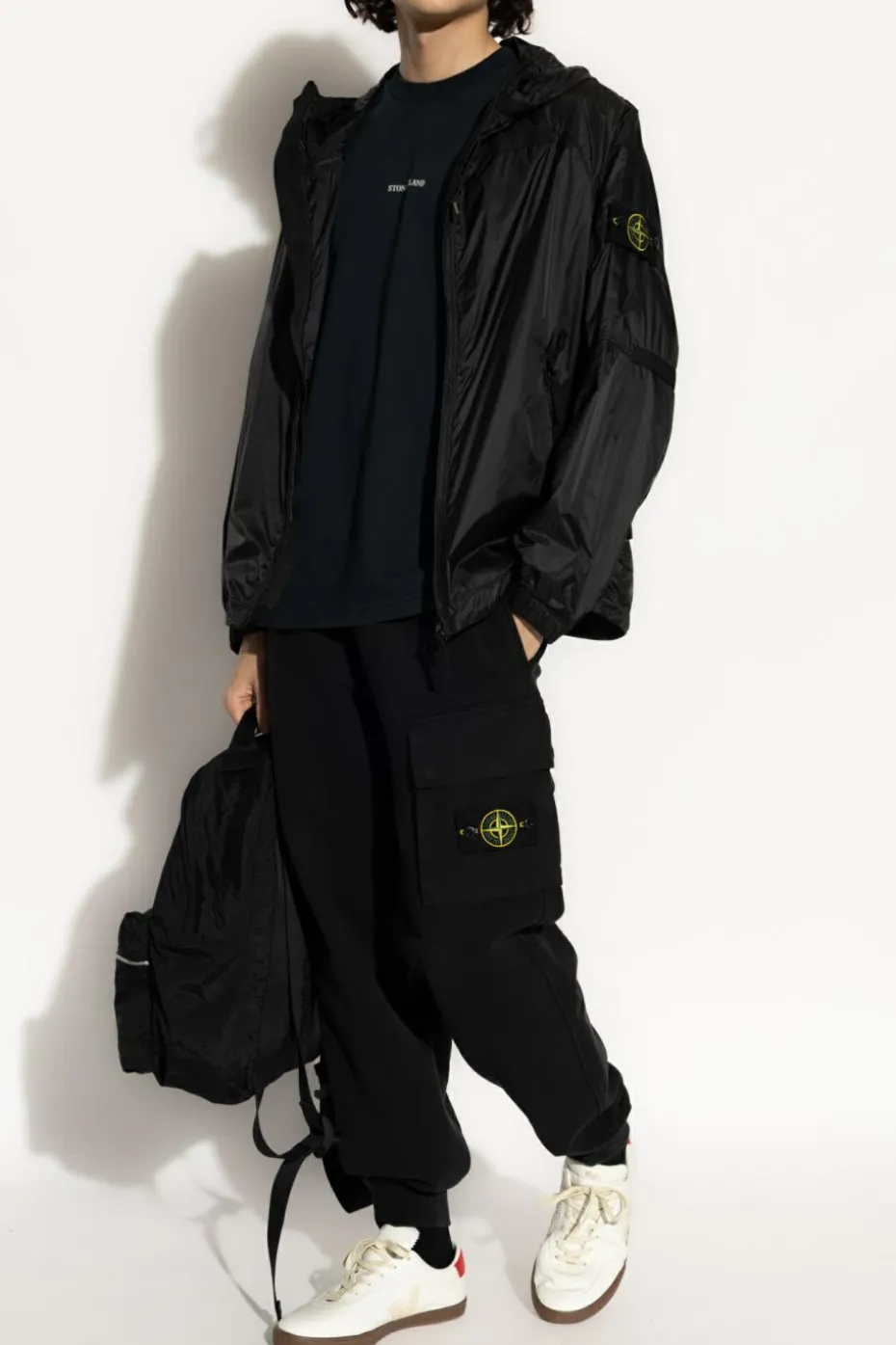 Stone Island GRANATOWY T-shirt z logo