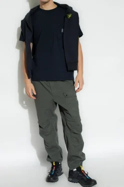 Stone Island GRANATOWY T-shirt z kieszenią