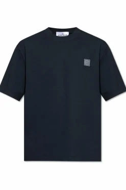 Stone Island GRANATOWY T-shirt z logo