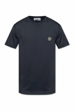 Stone Island GRANATOWY T-shirt z logo