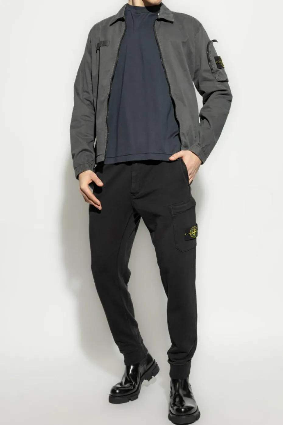 Stone Island GRANATOWY T-shirt z logo