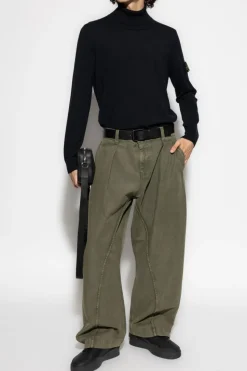 Stone Island GRANATOWY Wełniany golf