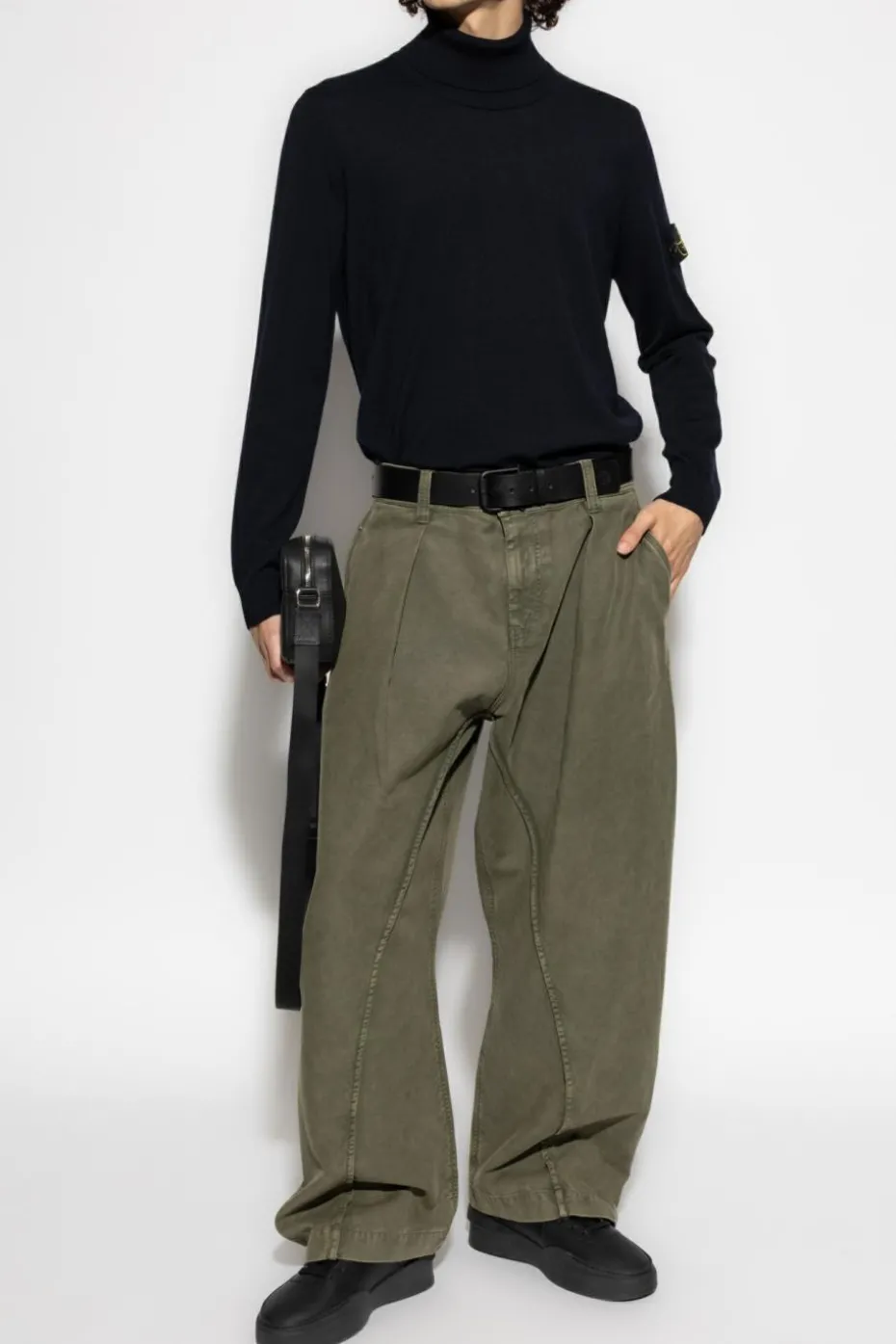 Stone Island GRANATOWY Wełniany golf