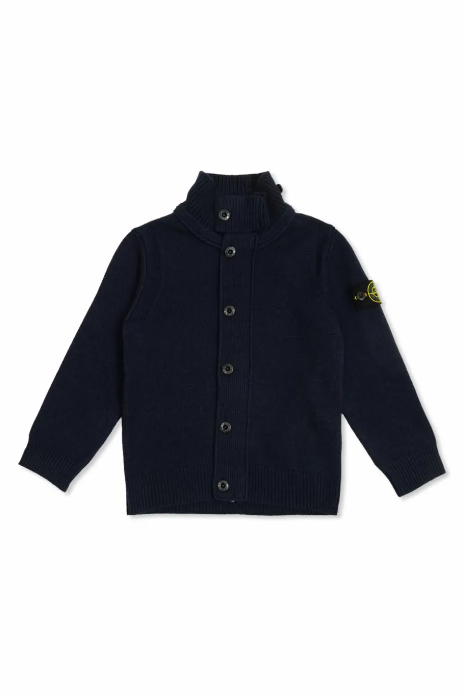Stone Island Junior GRANATOWY Kardigan z naszywką z logo