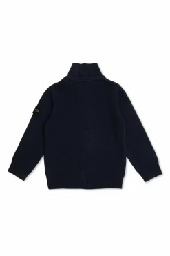 Stone Island Junior GRANATOWY Kardigan z naszywką z logo