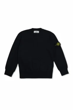 Stone Island Junior GRANATOWY Bawełniany sweter
