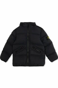 Stone Island Junior GRANATOWY Kurtka puchowa z kapturem