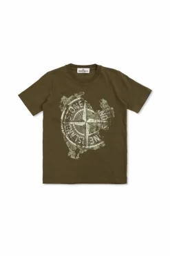 Stone Island Junior ZIELONY T-shirt z logo