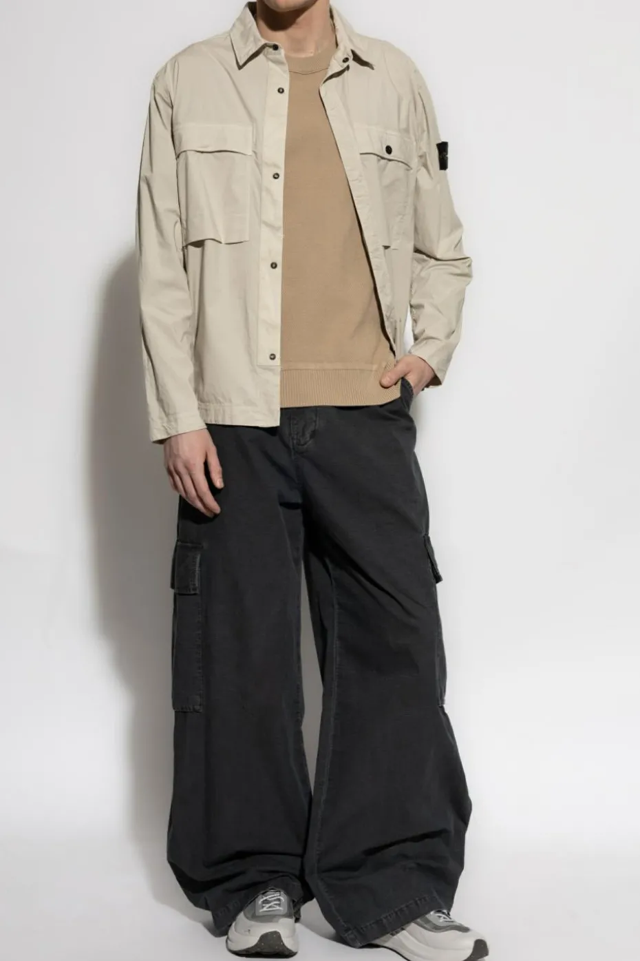 Stone Island kremowy Koszula z kieszeniami