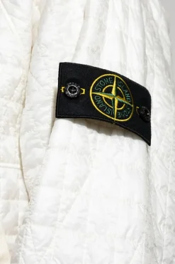 Stone Island kremowy Pikowana kurtka z odpinanym kapturem