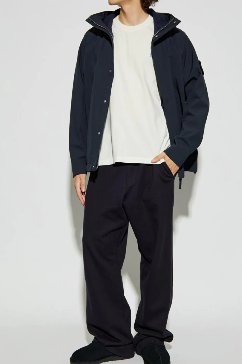 Stone Island kremowy T-shirt z logo