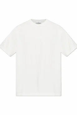 Stone Island kremowy T-shirt z logo