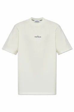 Stone Island kremowy T-shirt logo