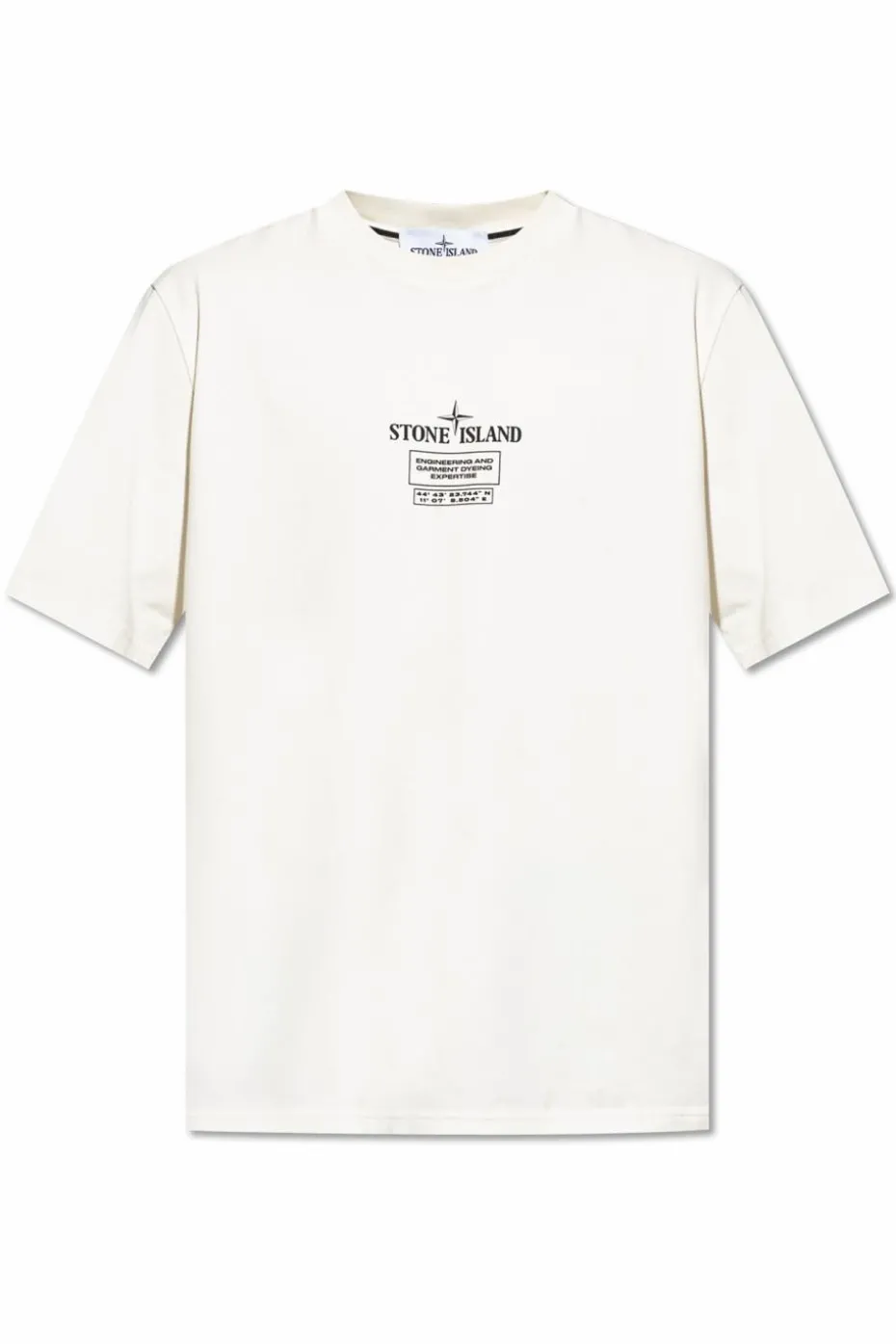 Stone Island kremowy T-shirt z logo