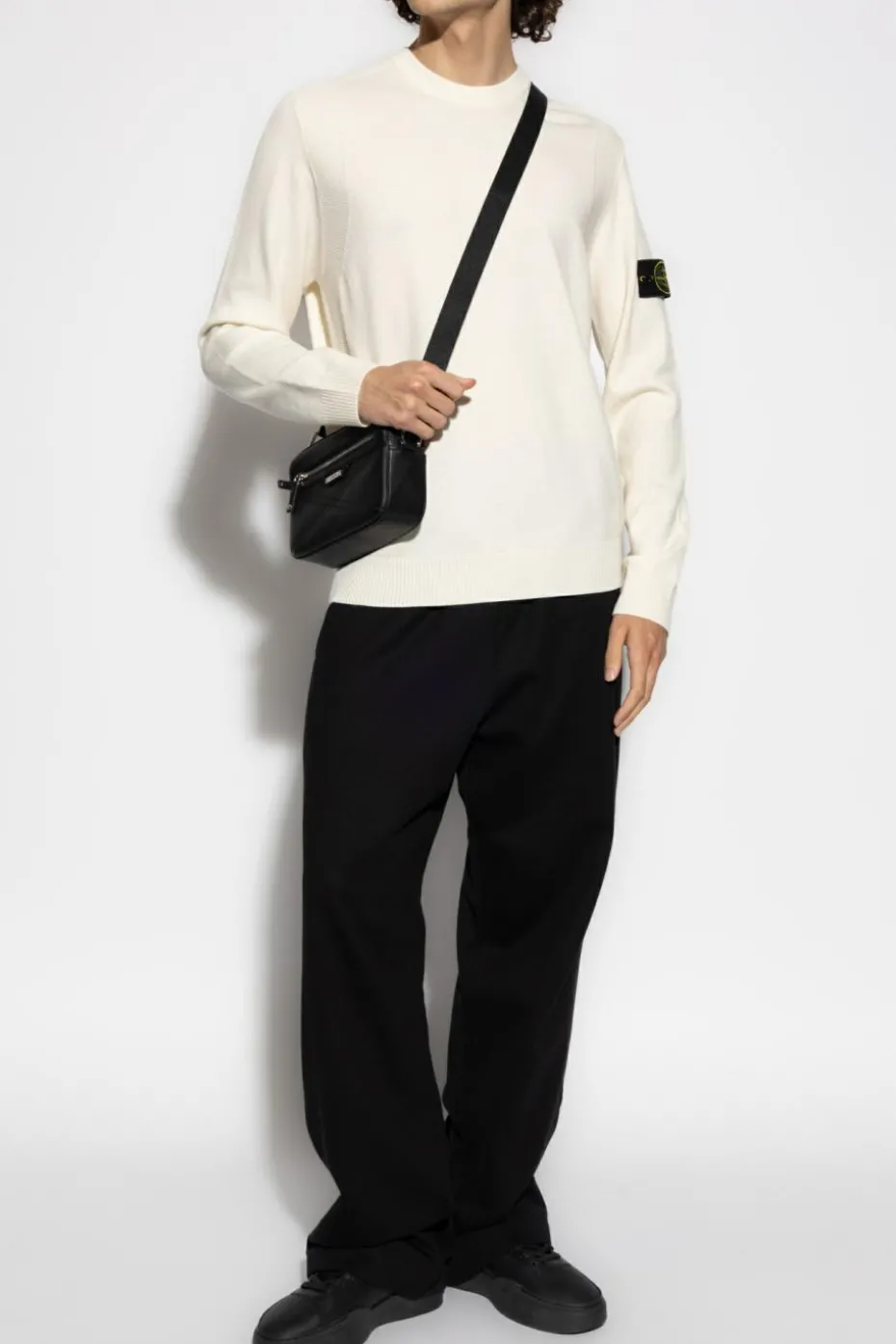 Stone Island kremowy Wełniany sweter
