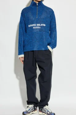 Stone Island NIEBIESKI Sweter kapsuła `Marina`