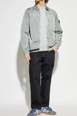Stone Island SZARY Bluza z wyszytym logo na rękawie
