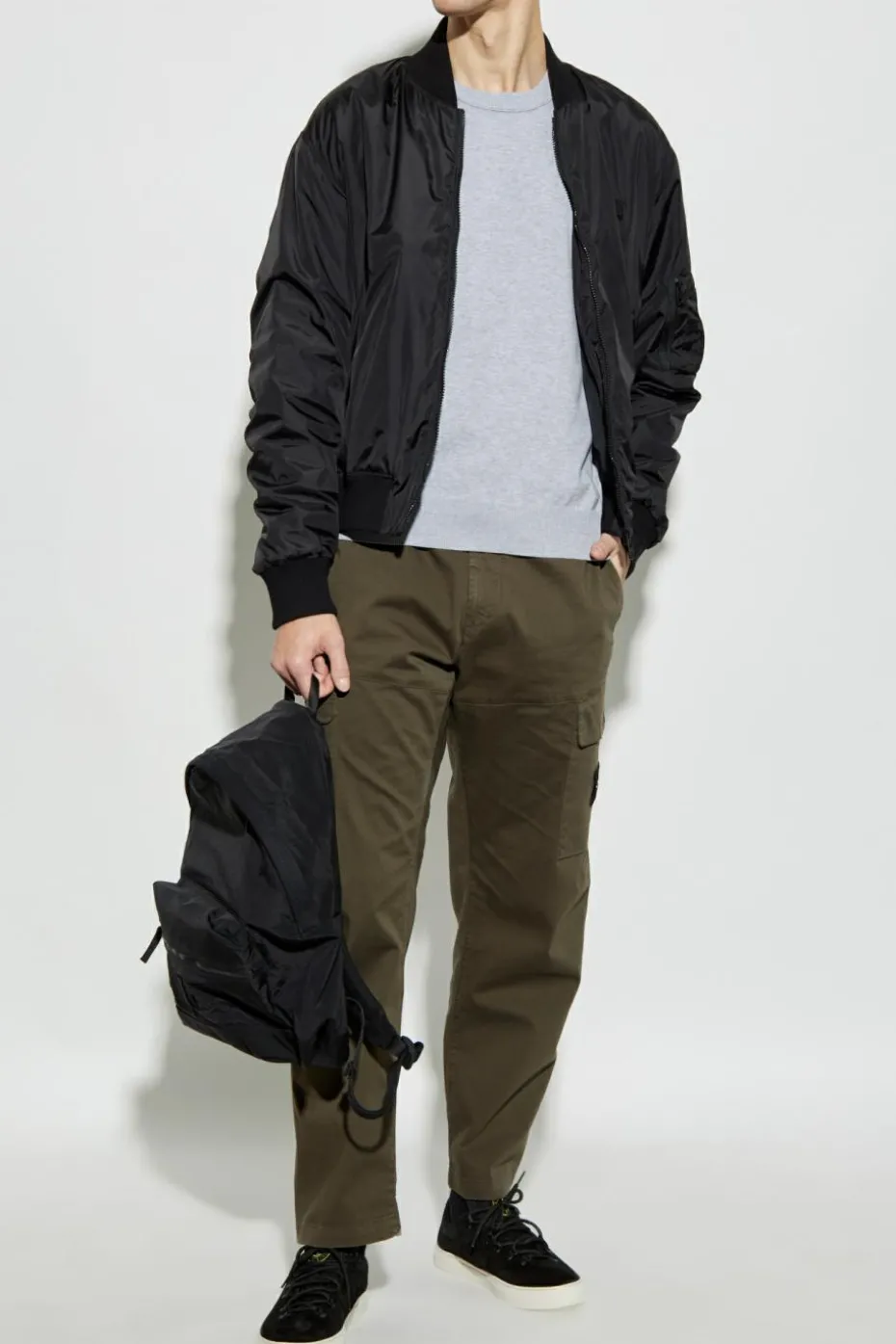Stone Island SZARY Sweter z logo