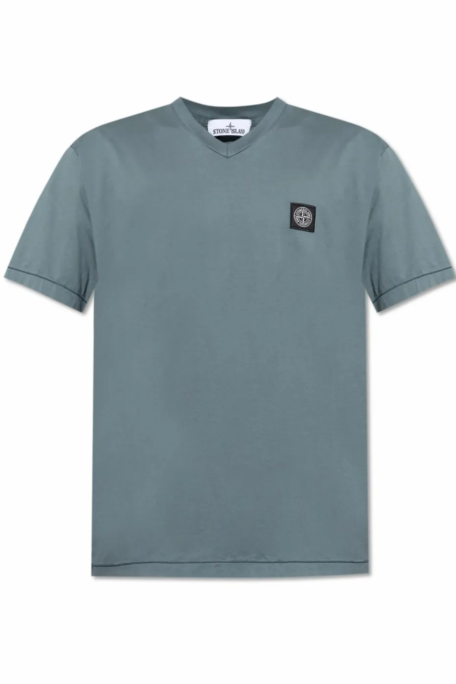 Stone Island SZARY T-shirt z dekoltem w serek