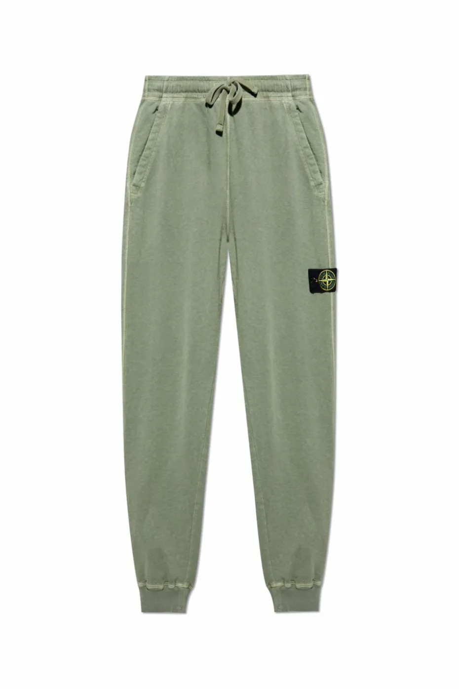 Stone Island ZIELONY Spodnie dresowe z odpinaną naszywką