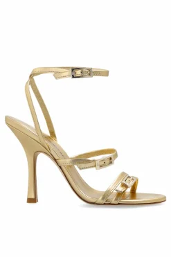 Stuart Weitzman ZŁOTY Sandały na obcasie ‘Georgie’