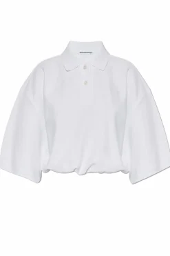 T by Alexander Wang BIAŁY Krótkie polo z wyszytym logo