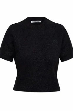T by Alexander Wang CZARNY Top z logo