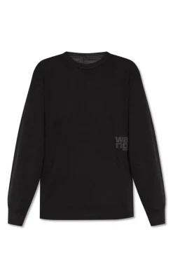 T by Alexander Wang CZARNY T-shirt z długimi rękawami