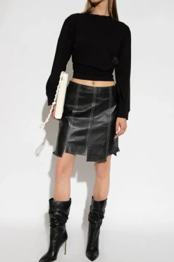 T by Alexander Wang CZARNY T-shirt z długimi rękawami