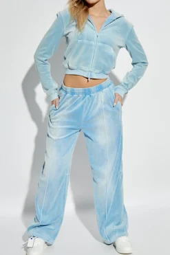 T by Alexander Wang jasnoniebieski Welurowe spodnie
