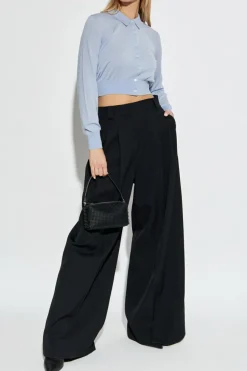 T by Alexander Wang jasnoniebieski Wełniany kardigan z logo