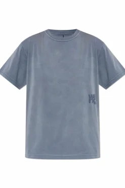 T by Alexander Wang NIEBIESKI T-shirt z nadrukowanym logo