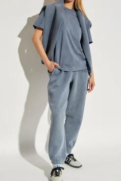 T by Alexander Wang NIEBIESKI T-shirt z nadrukowanym logo